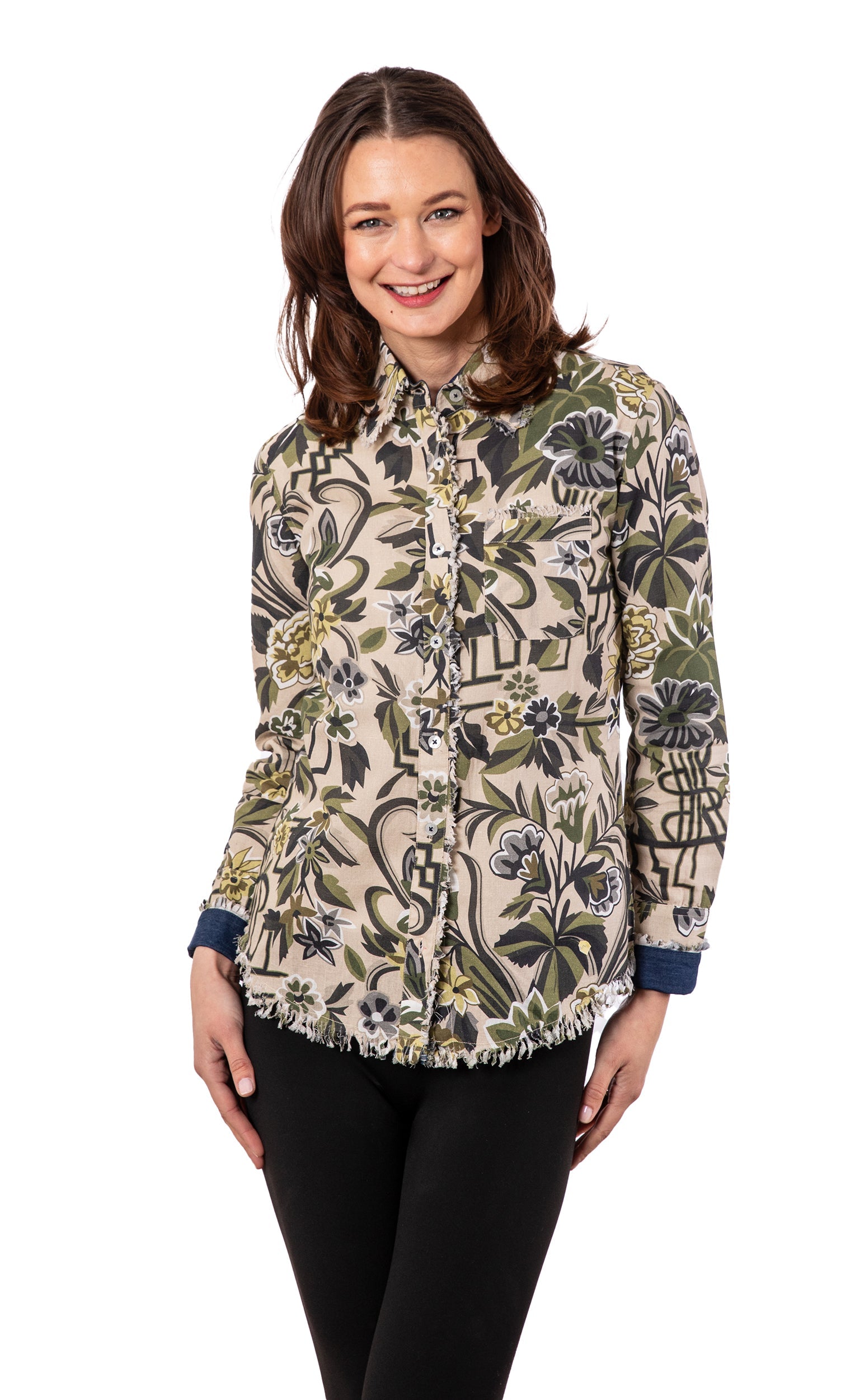 Cape Cod Tunic Neutral Tapestry Print Cotton Linen