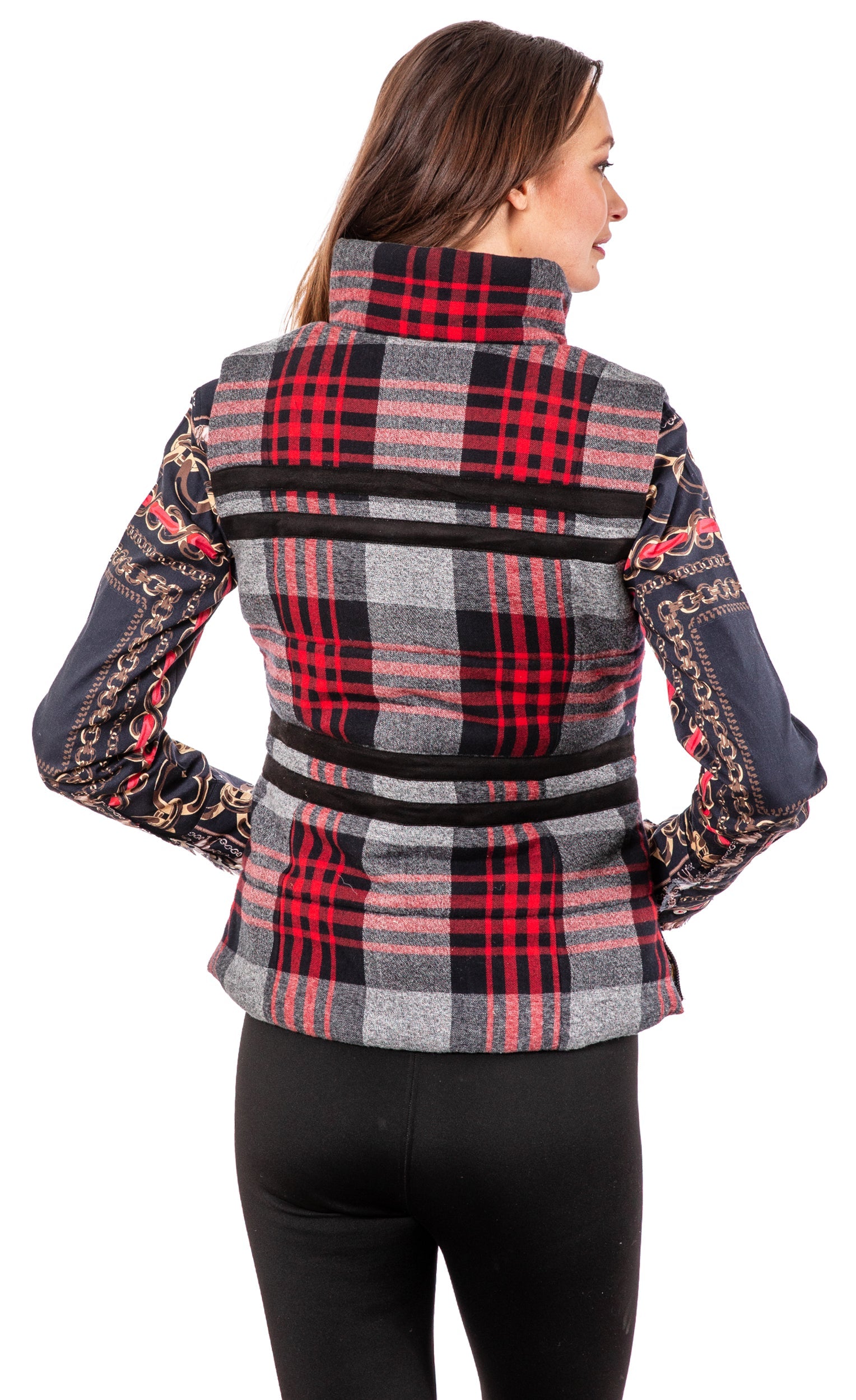 Rosey Vest Grey Plaid Flannel