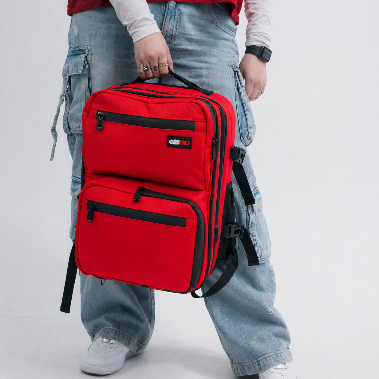 Mid Size Mobile Workstation Backpack with Extending Tray System – Fire Red