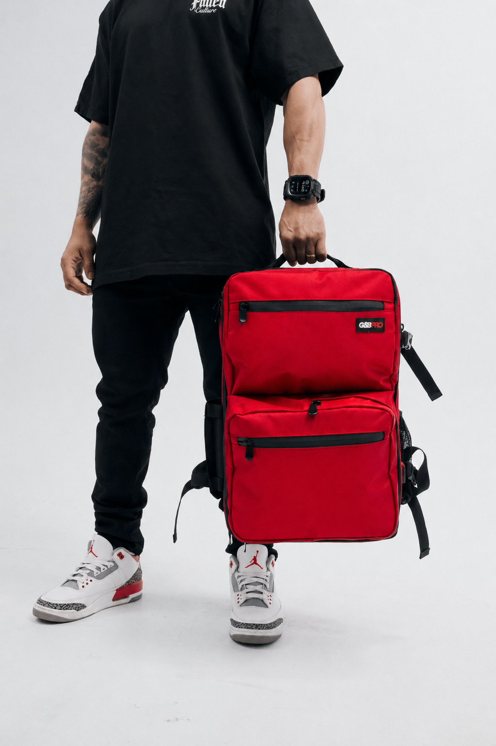 Full Size Mobile Workstation Backpack with Extending Tray System – Fire Red
