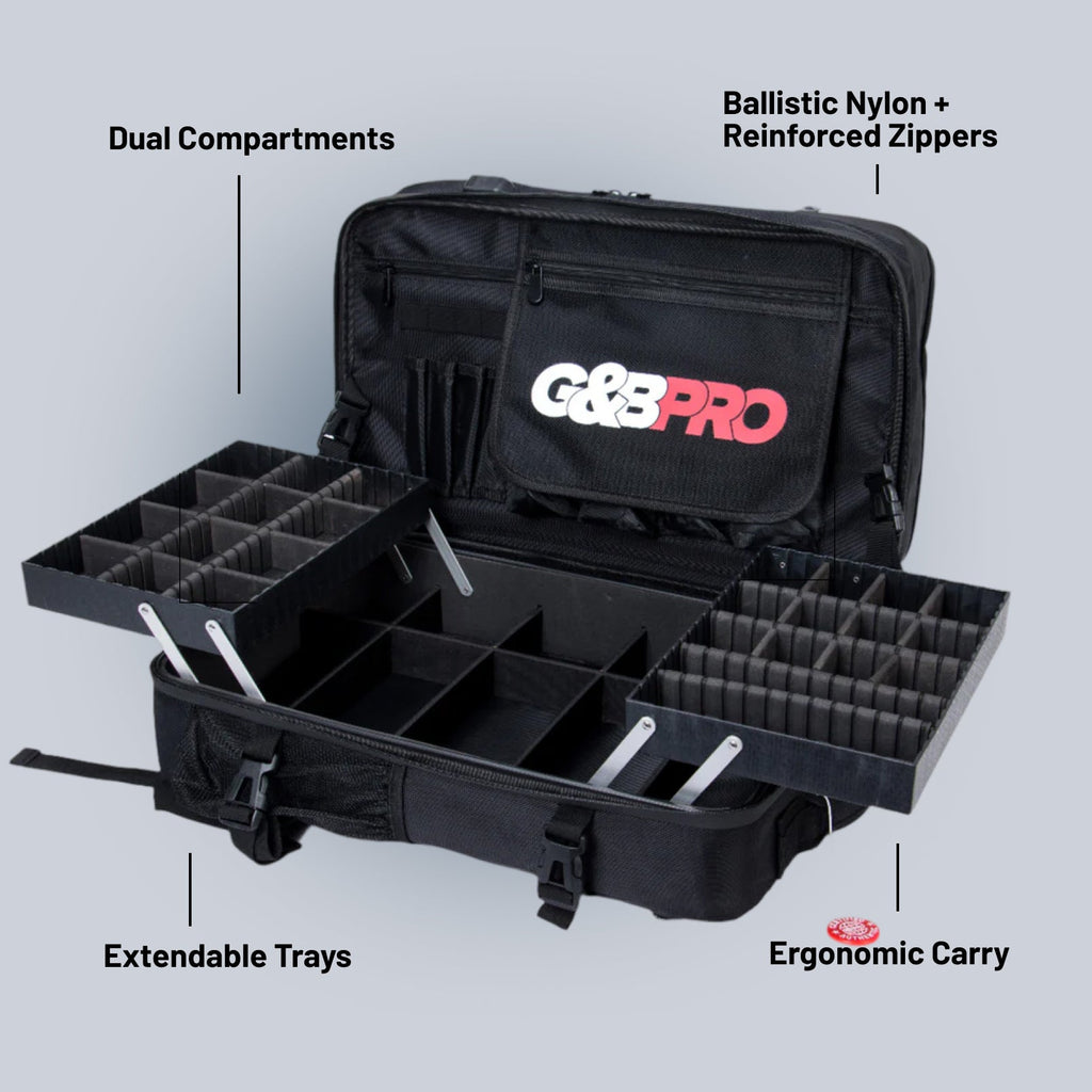 Full Size Mobile Workstation Backpack with Extending Tray System – Fire Red