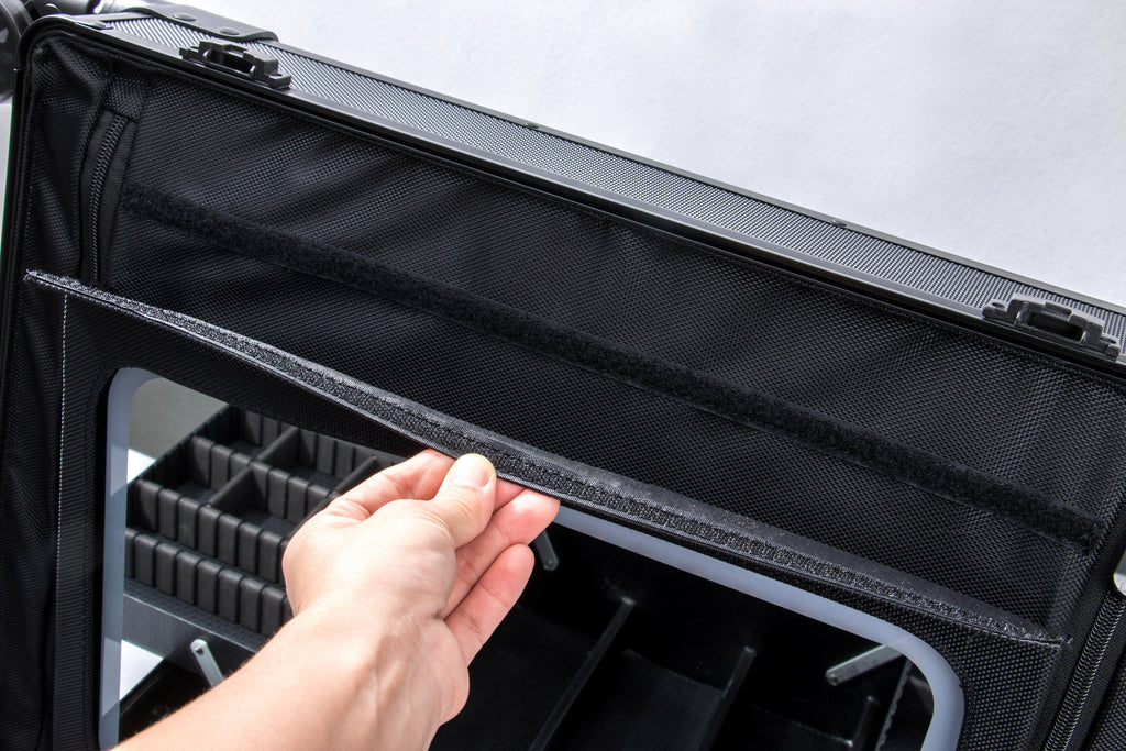 Roller Elite Mobile Workstation with LED Mirror & Extending Tray System – OG Black