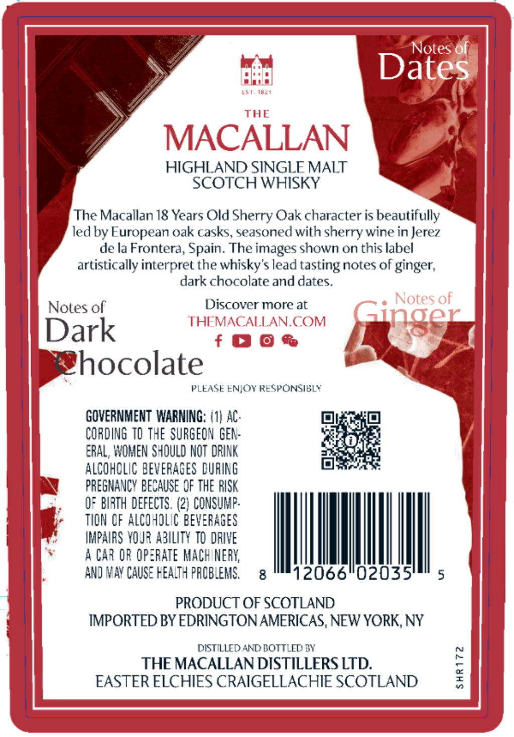 The Macallan 18 Year Old Sherry Oak Single Malt Scotch Whiskey