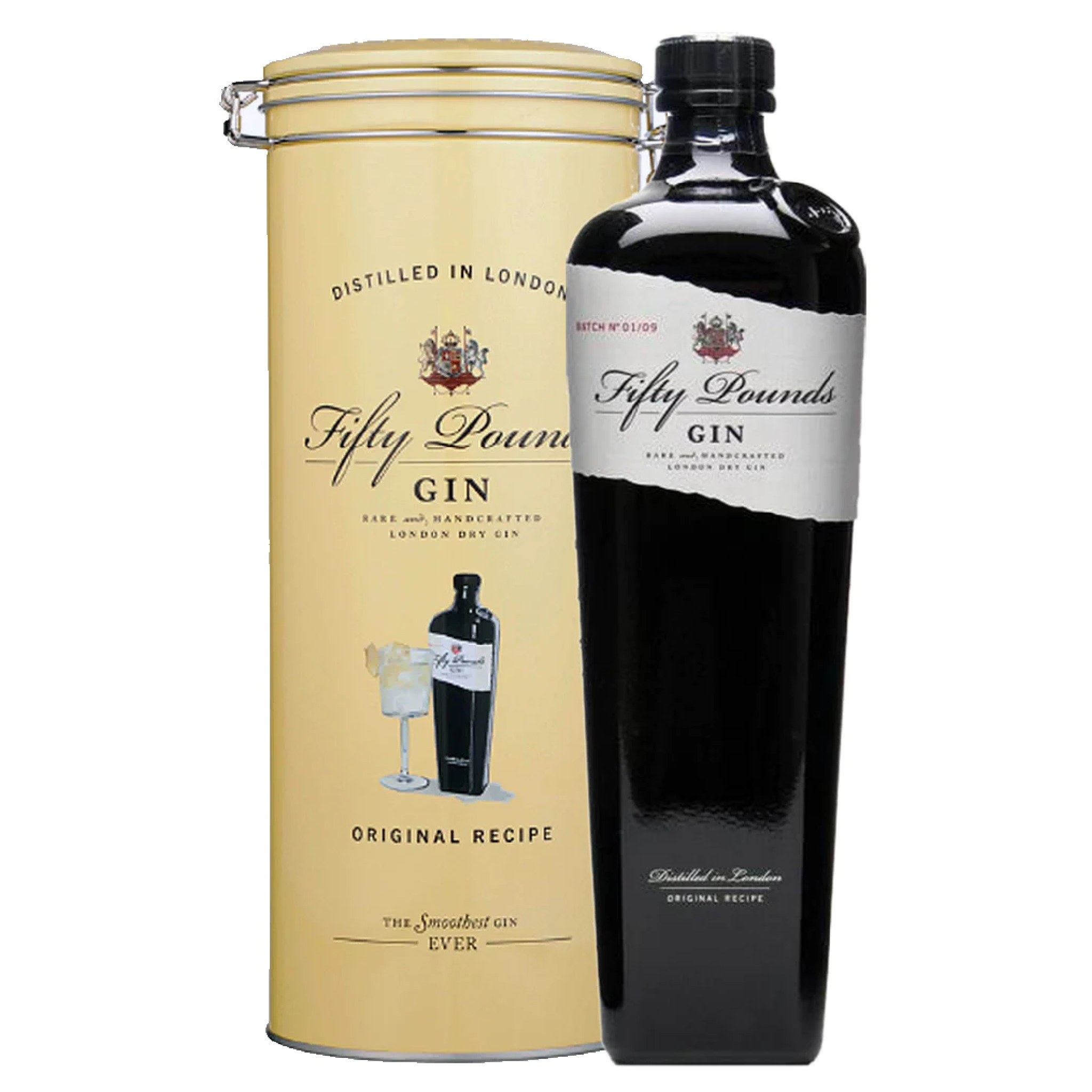 Fifty Pounds London Dry Gin Rare & Handcrafted  W/ Gift Tin