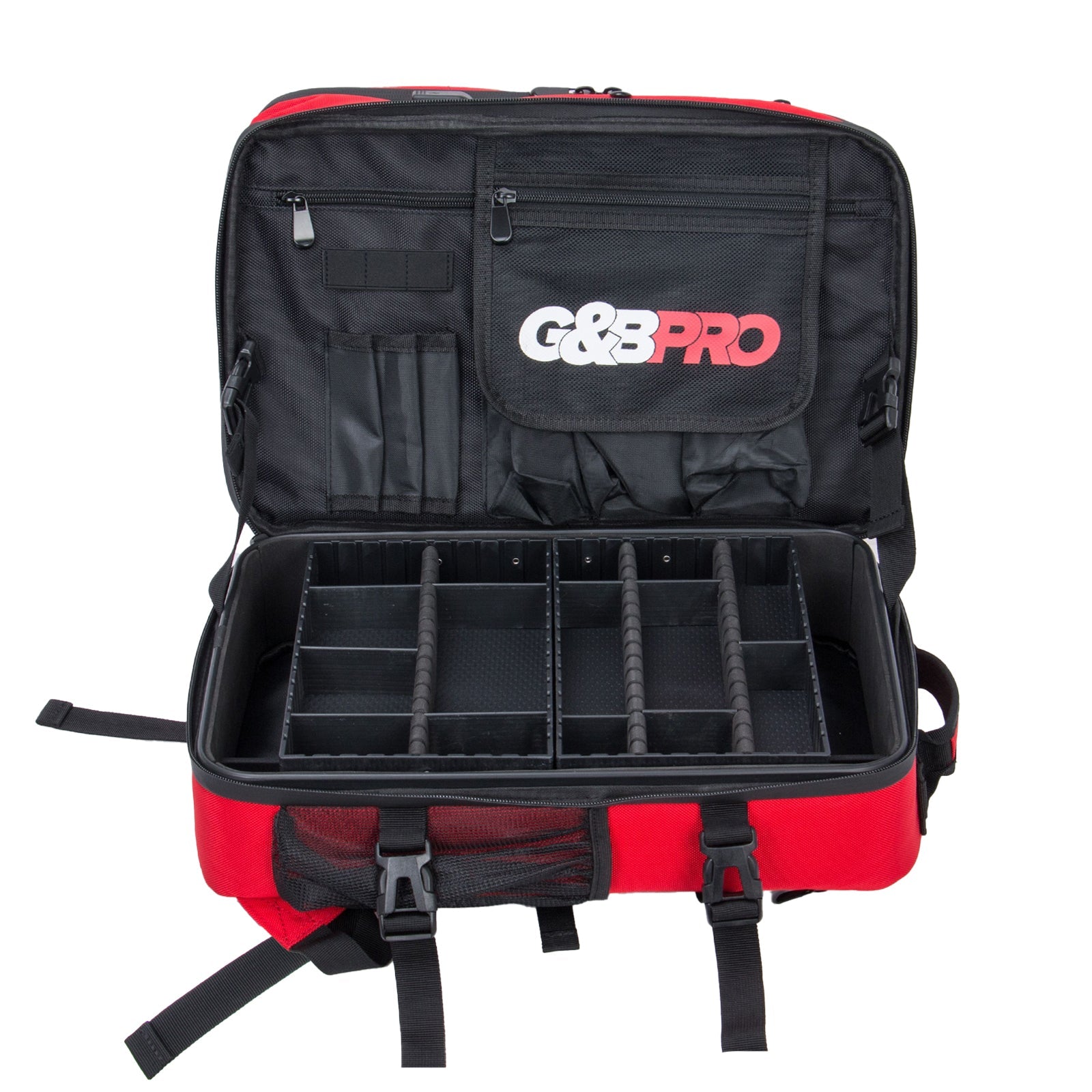 Mid Size Mobile Workstation Backpack with Extending Tray System – Fire Red
