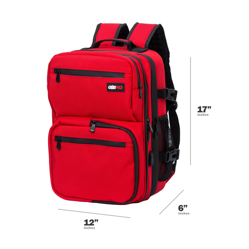 Mid Size Mobile Workstation Backpack with Extending Tray System – Fire Red