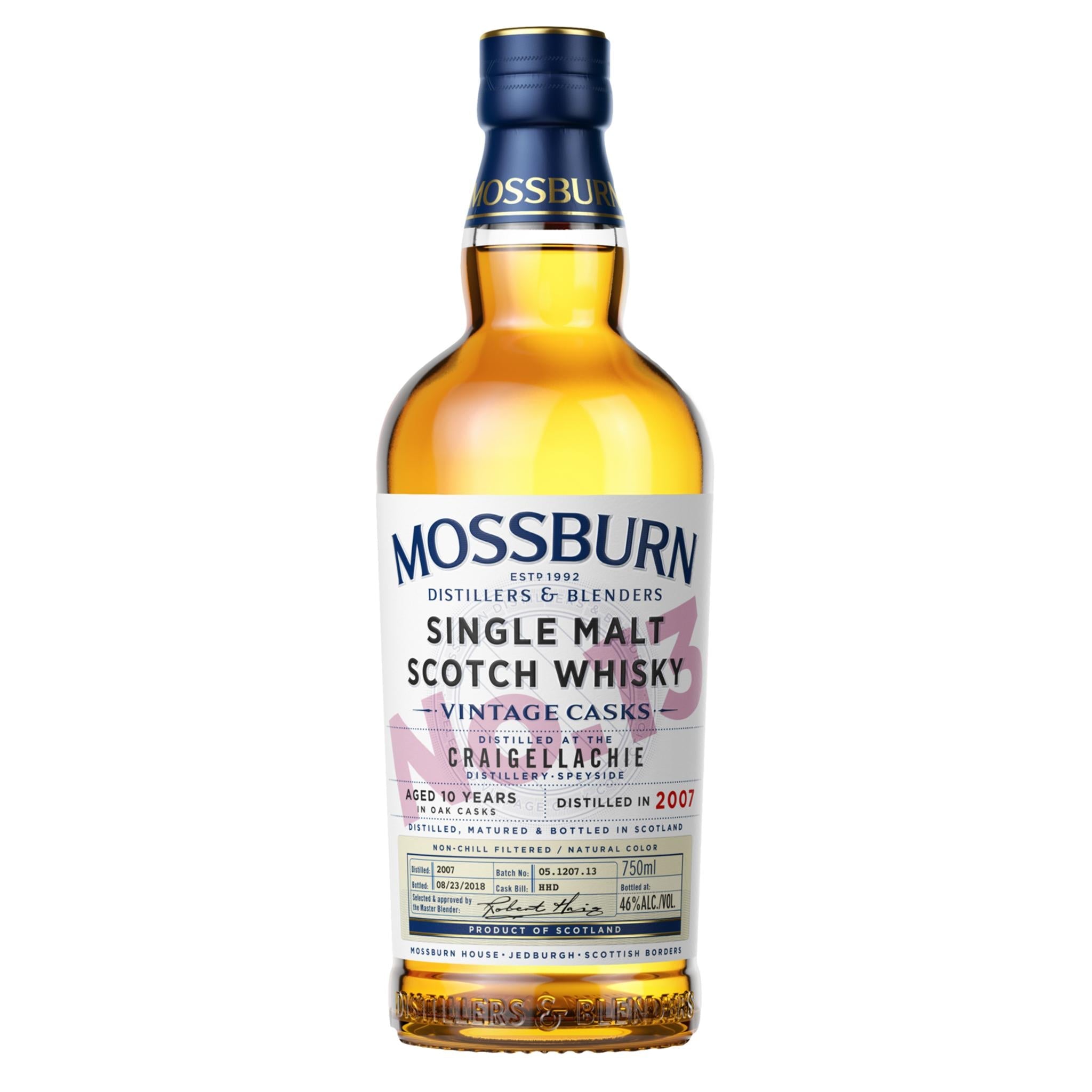 Mossburn Single Malt Scotch Craigellachie Distillery Vintage Casks No. 13 10 Year Whiskey