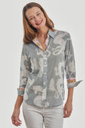 3/4 Sleeve Rome Shirt Grey Dragons Voile